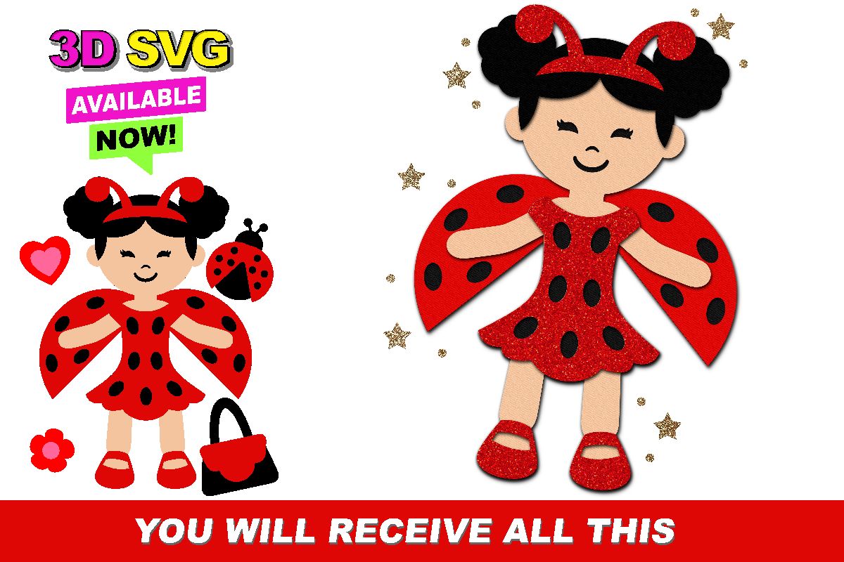 Stunning Charming Paper Doll Lady Bug Design