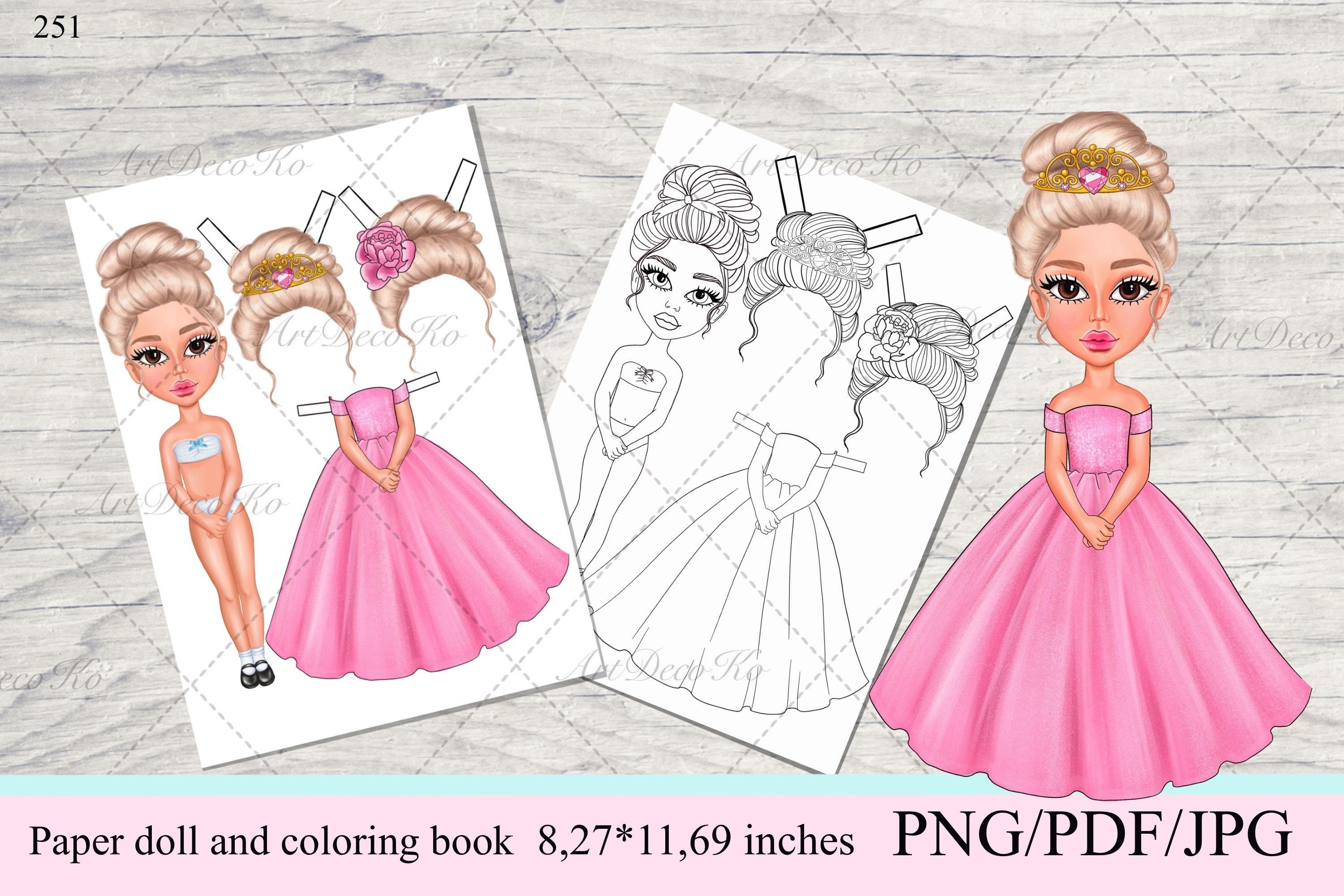Creative Paper Doll for Cutting and Coloring