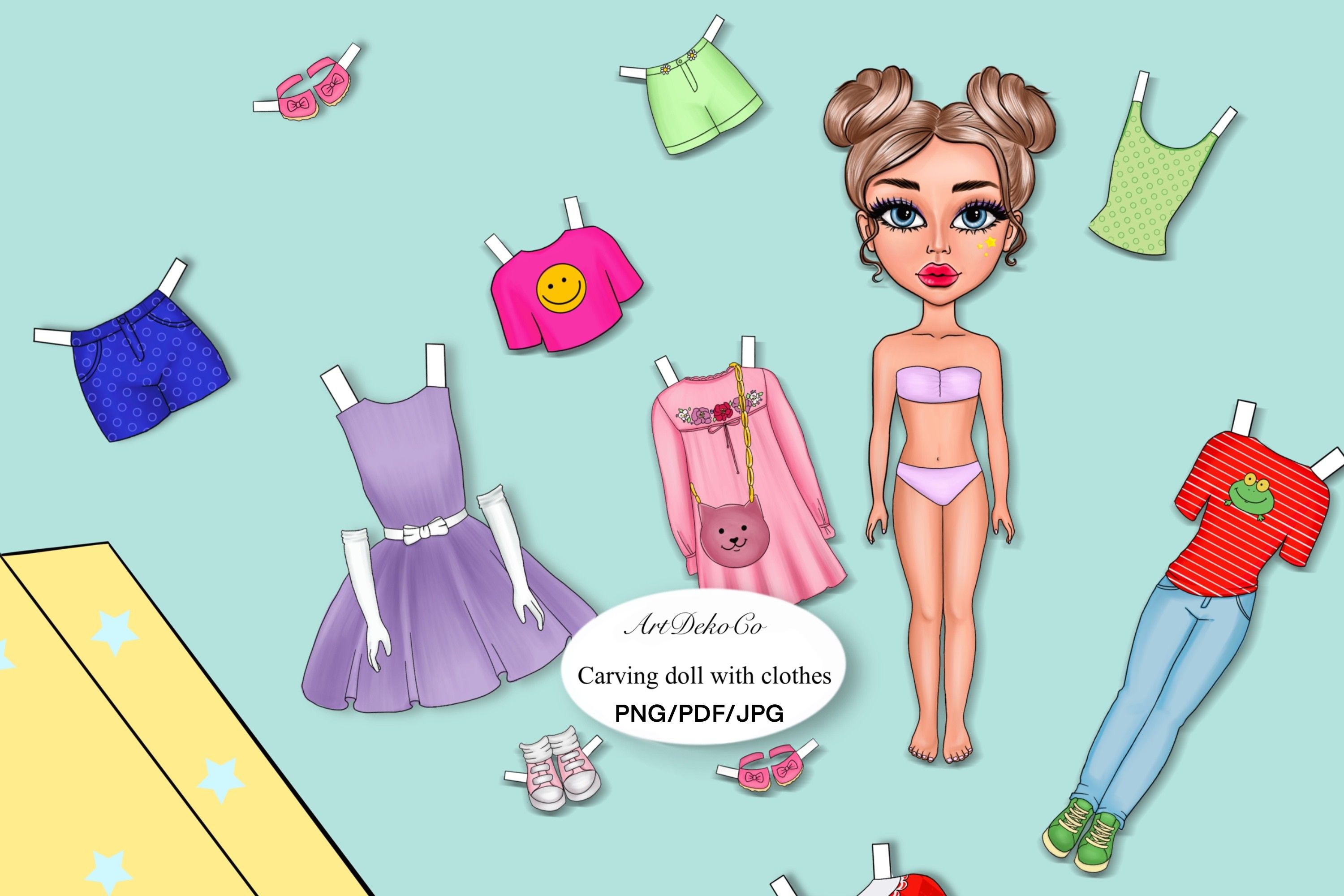 Unique Paper Doll for Carving with Clothes