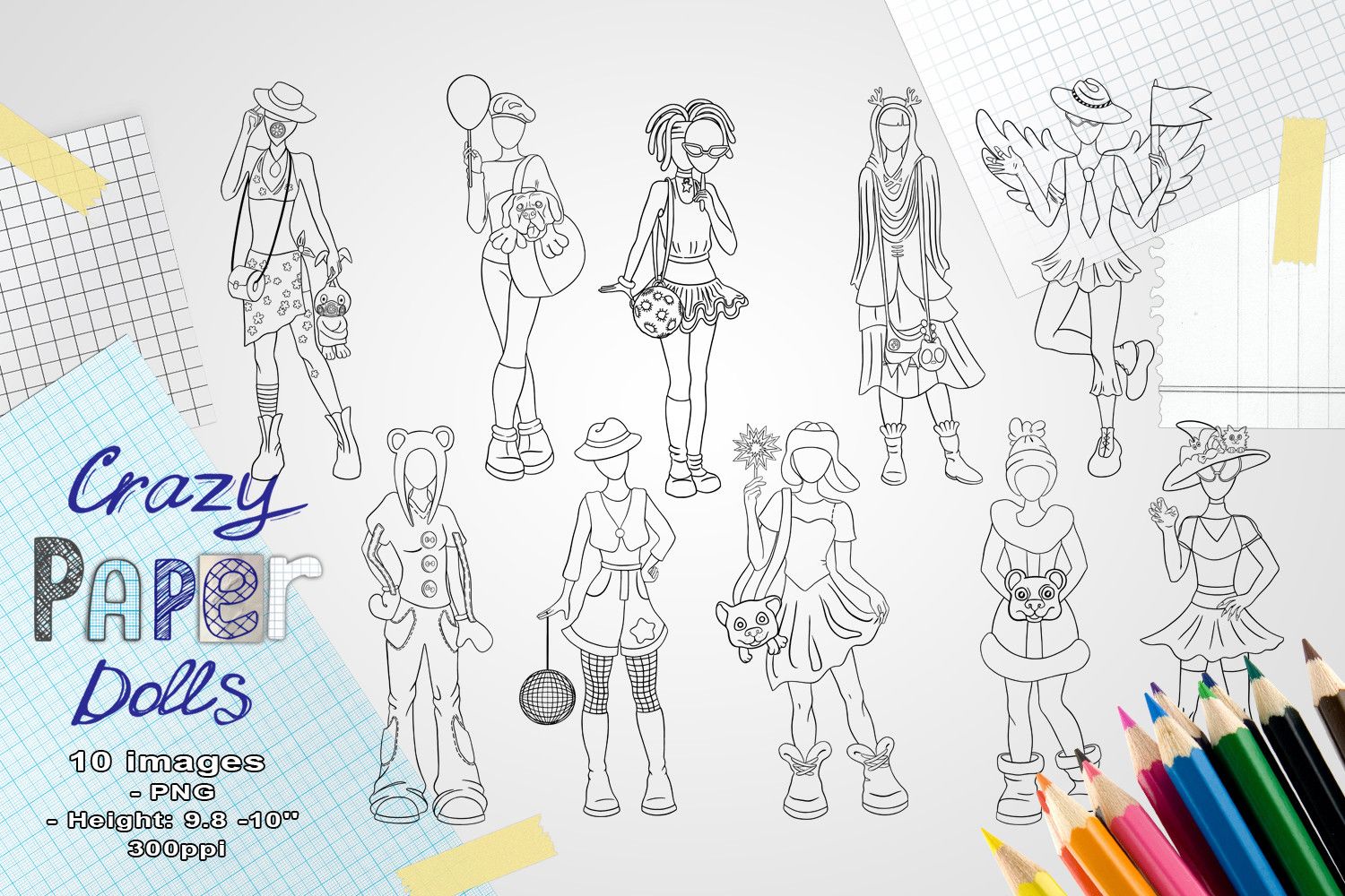 Brilliant Paper Doll Digital Stamp Set