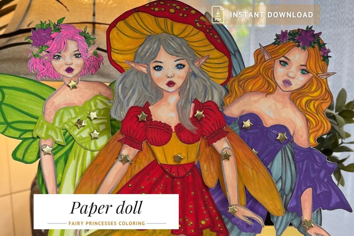 Beautiful Handmade Paper Fairy Doll Coloring Pages