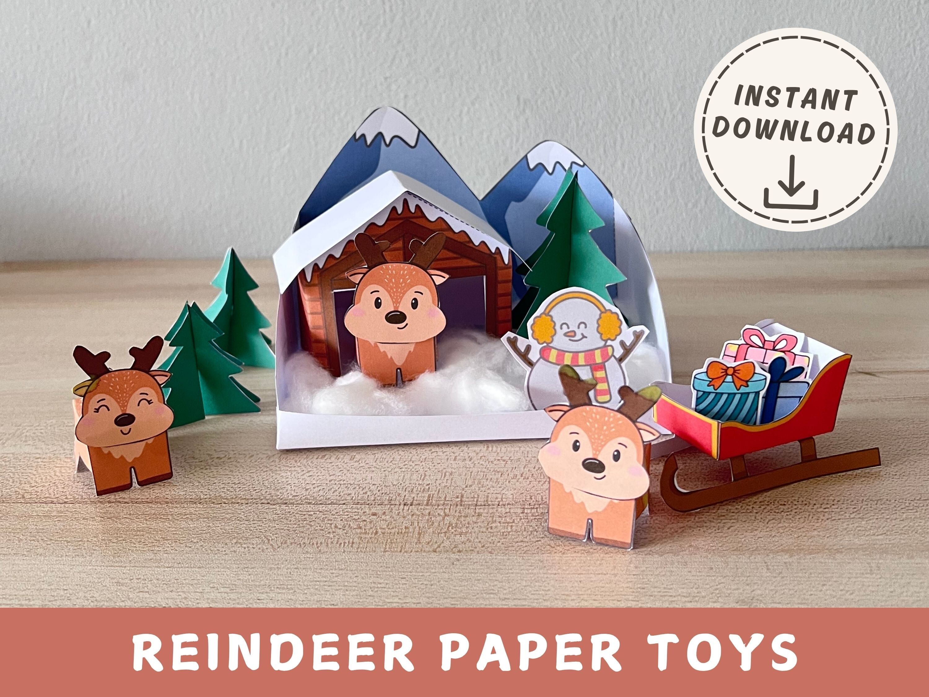 Beautiful Reindeer Christmas Paper Doll DIY Craft