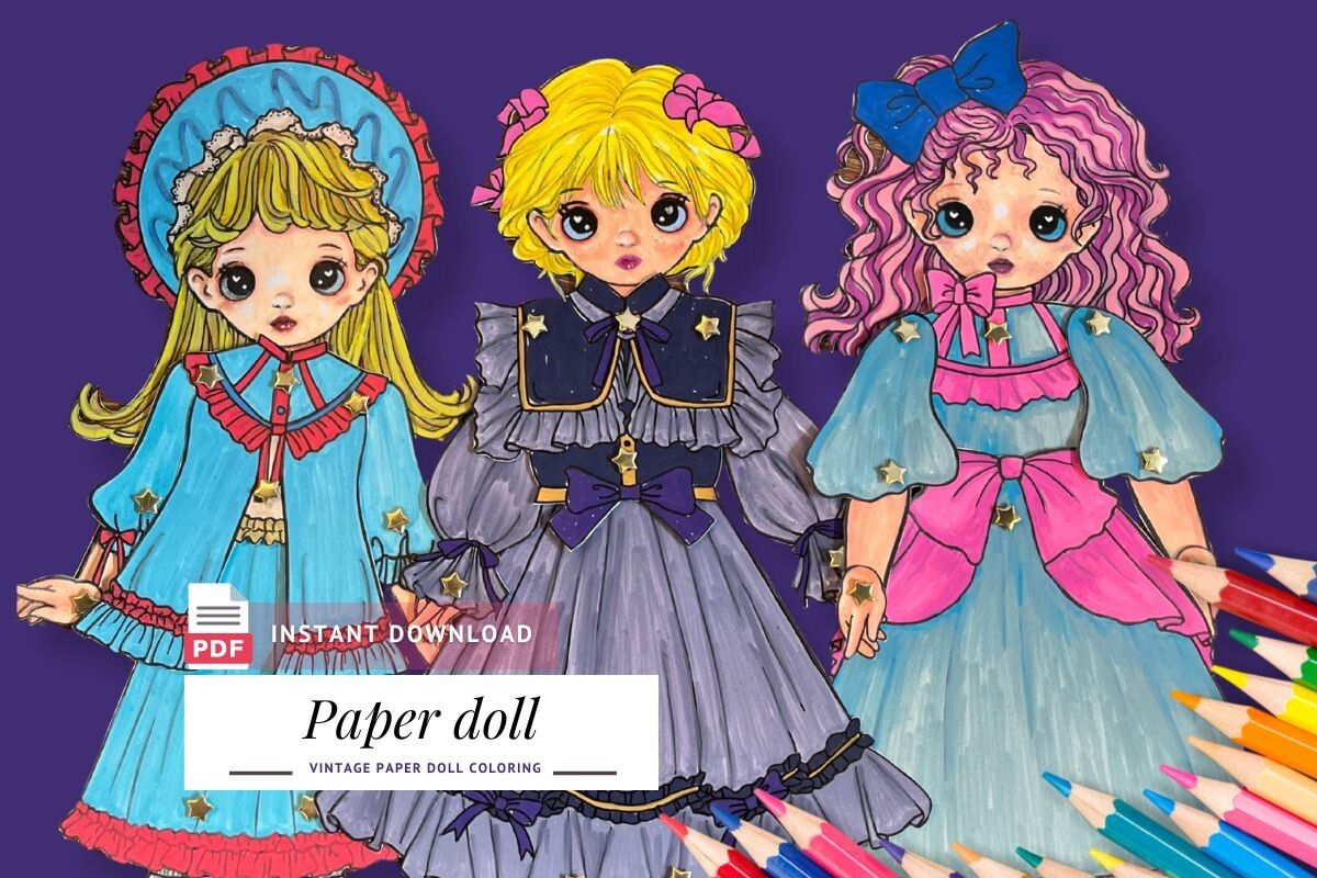 Essential Children Paper Doll Coloring Pages